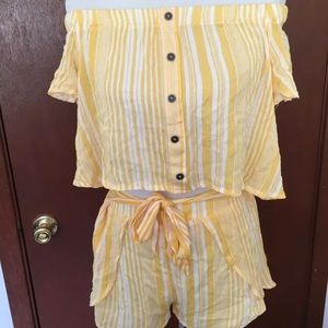 Yellow Stripped Two Piece Set